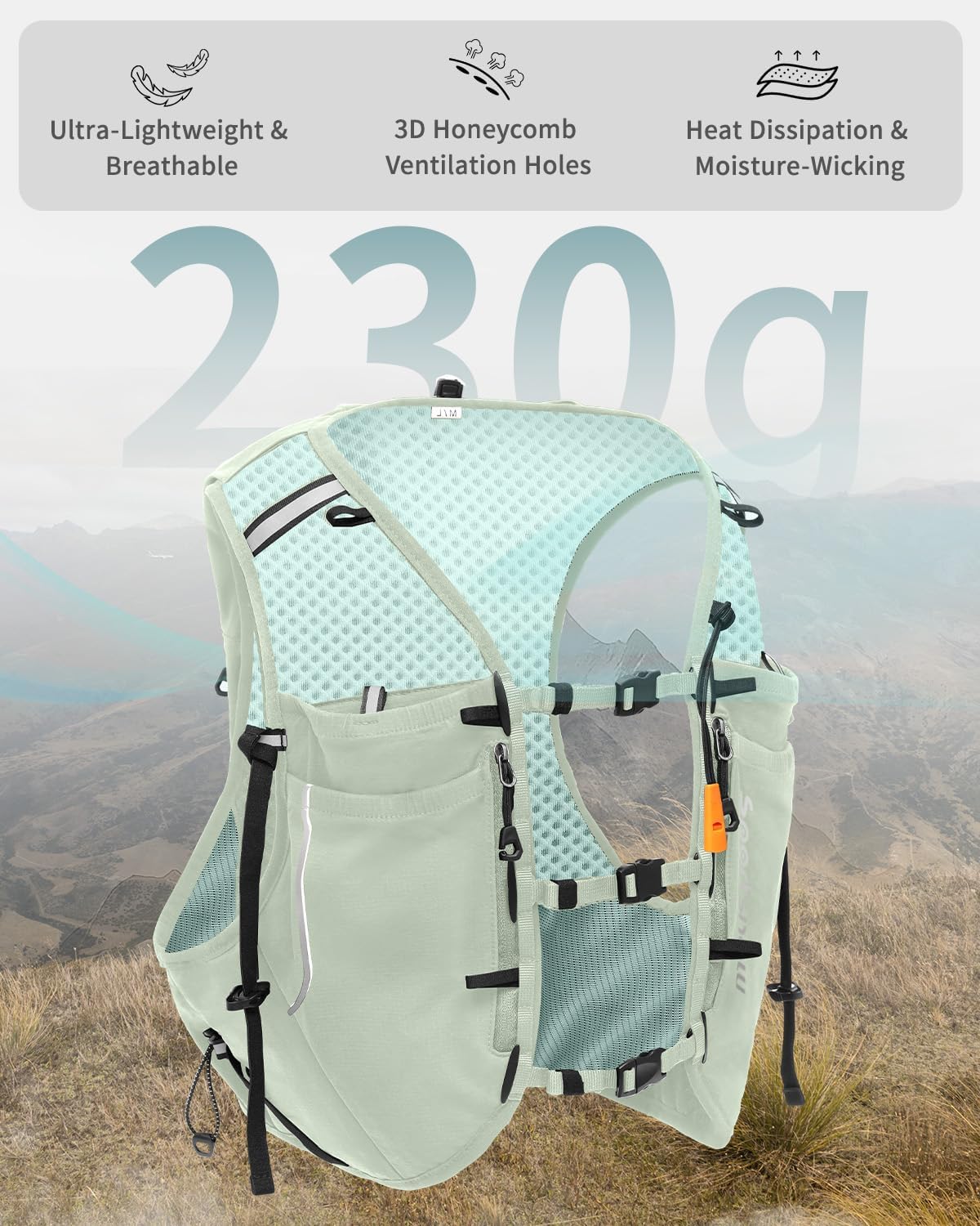 Running Phone Holder Vest with Water Bottle Pocket - Reflective Hydration Vest