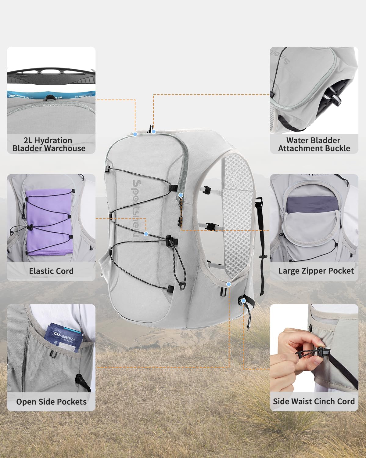 Running Phone Holder Vest with Water Bottle Pocket - Reflective Hydration Vest