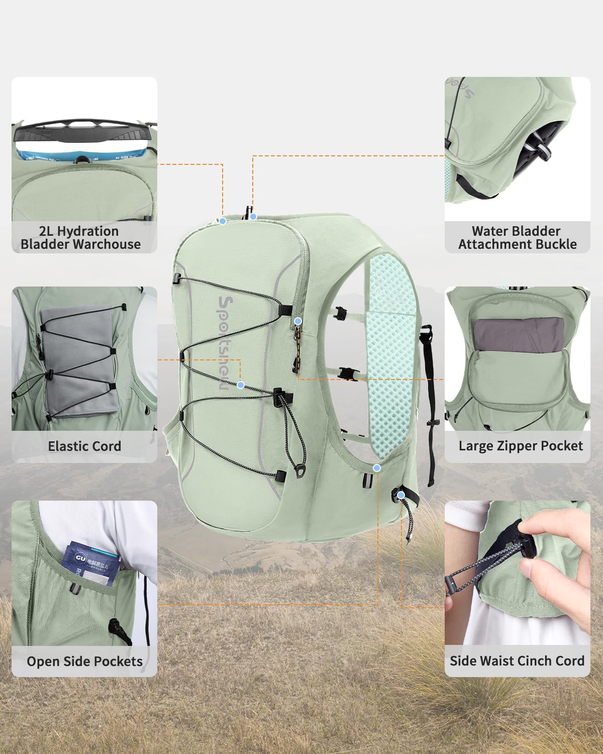 Running Phone Holder Vest with Water Bottle Pocket - Reflective Hydration Vest
